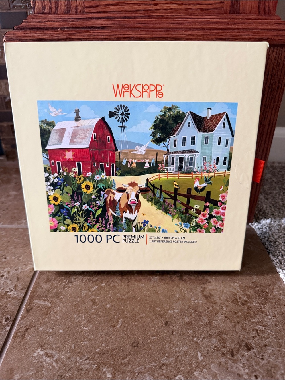 WerkShoppe 1000-Piece Farm Scene Puzzle - Cream Box